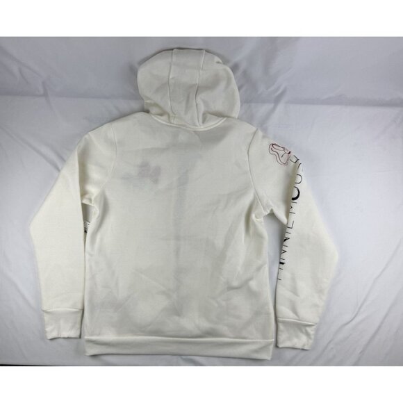 Disney Women Sweatshirt Large White Fleece Hoodie Minnie Mouse Embroidered - Picture 2 of 11